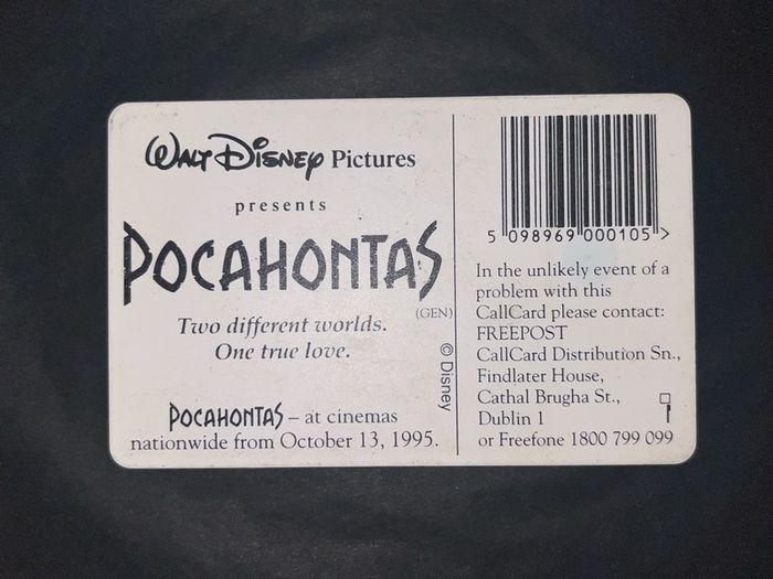 Disney telecom eireann callcards inc Aladdin Pocahontas and hunchback of notre dame