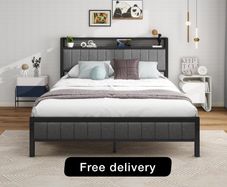 King Size Bed Frame With Storage Headboard