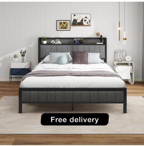 King Size Bed Frame With Storage Headboard