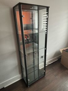 Glass display cabinet with LED lighting
