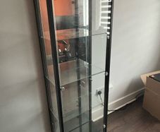 Glass display cabinet with LED lighting