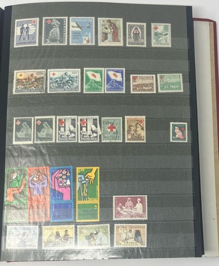 Collection: Thematic Red Cross, Malaria and For Young People stamps mainly used however some mint noted along with some miniature sheets on 28 pages