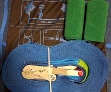 New Unused Simond Slackline 25m + 2 tree protectors Slack Line 25 Metres Blue