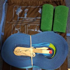 New Unused Simond Slackline 25m + 2 tree protectors Slack Line 25 Metres Blue