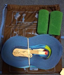 New Unused Simond Slackline 25m + 2 tree protectors Slack Line 25 Metres Blue