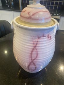 Beautiful very  Tall  12 inch Ceramic lidded pot