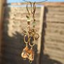 Handmade Brass Wire Wrapped Dangle Earrings, Glass Bead Drop Earrings, Boho Floral Earrings, Romantic Jewelry, Gift for Her Image 6