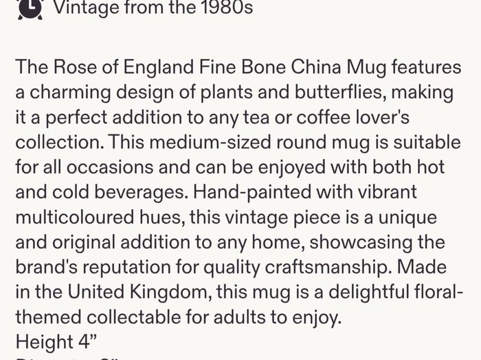 Vintage Fine Bone China Mugs (Rose of England)