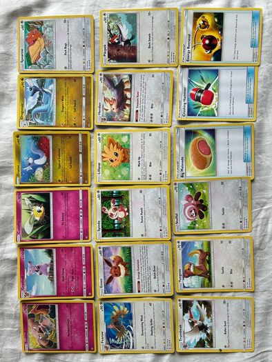 Pokemon Sun Moon Base Set Full 93 card set Common Uncommon Trainers