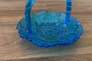 Vintage Pressed Blue Glass Bon Bon Dish