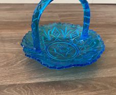 Vintage Pressed Blue Glass Bon Bon Dish