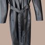 Zara Size S black faux leather Long trench coat with belt Image 6