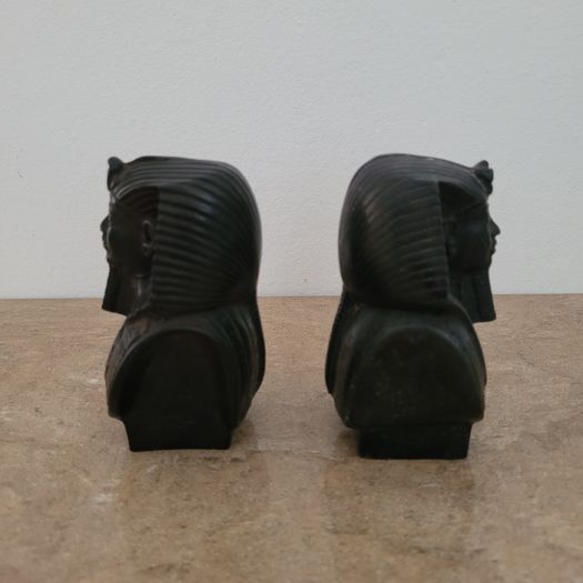 Vintage pair of carved stone pharaoh