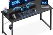 120x48 cm Desk, Small Computer Desk for Home Office, Study Office Table with Headphone Hooks for Small Space, Easy Assembly, Black