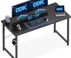 120x48 cm Desk, Small Computer Desk for Home Office, Study Office Table with Headphone Hooks for Small Space, Easy Assembly, Black