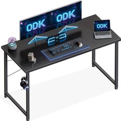 120x48 cm Desk, Small Computer Desk for Home Office, Study Office Table with Headphone Hooks for Small Space, Easy Assembly, Black