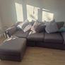3 seater sofa and pouf footstool Image 2