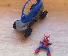 into the spider-verse spider-ham figure and stunt vehicle