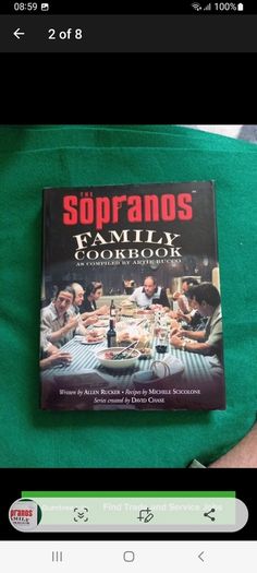 Book The Sopranos Cookbook Signed By Tony Soprano memorabilia mafia book readying memorabilia recepy book