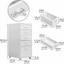 5-Drawer Mobile File Cabinet, Filing Cabinet, Rolling Filing Organizer, Metal Storage Cabinet with Casters for Home,Office and School, White Image 6
