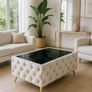 Coffee table 83x63x45cm velvet with glass Image 7