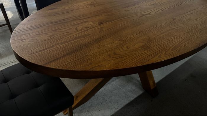 EZ Living 2.2m Oak Oval Dining Table Brand New