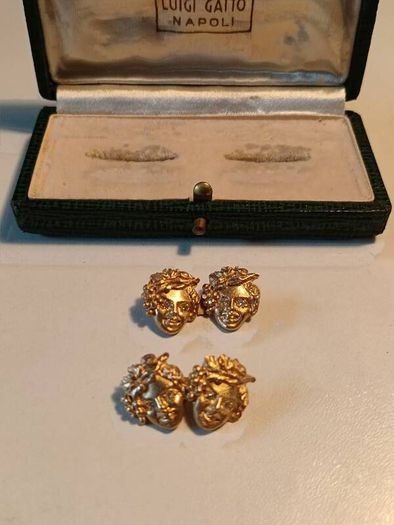 A Stunning pair of Mid Nineteenth Century Gilt Silver Cufflinks with Diamond Eyes