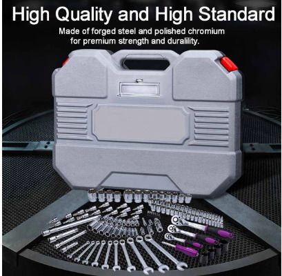BRAND NEW Multifunction 120Pcs CR-V Auto Repair Tool Box Set Torque Ratchet Wrench Combo Tools Kit