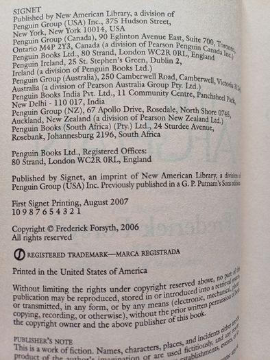 The Afghan by Frederick Forsyth (Espionage Spy Thriller Paperback, US Edition 2007)
