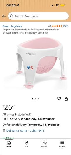 Angelcare Ergonomic Bath Ring for Large Bath or Shower