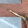 16" Mid Century Brass Christ on Mahogany cross Image 7