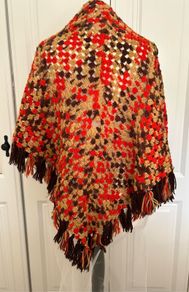 Vintage woollen shawl, Autumnal colours
