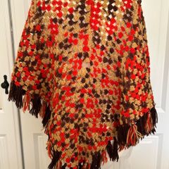 Vintage woollen shawl, Autumnal colours
