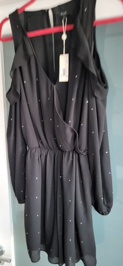 NEXT black chiffon layered playsuit with diamante detail Sz 6UK (Fit 8UK) - Bnwt Rrp 63