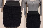 Black Ruffle Skirt, New