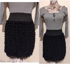 Black Ruffle Skirt, New