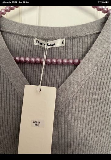 jumper Bnwt grey vneck long sleeve grey drawstring detail jumper m/l