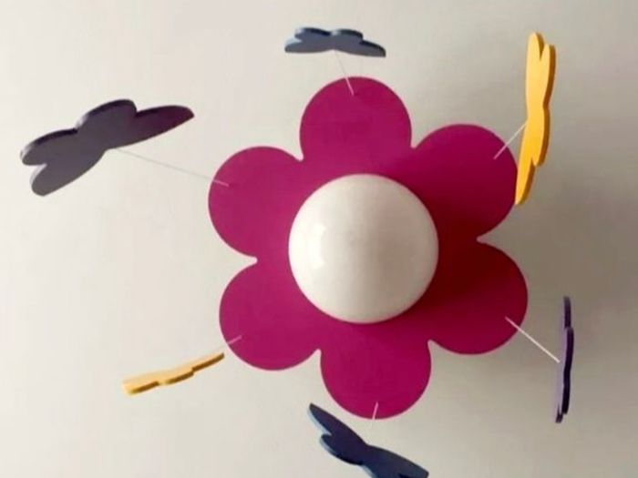 Flower Lampshade with butterfly mobile for Girl's room
