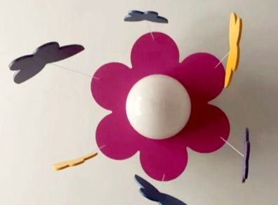 Flower Lampshade with butterfly mobile for Girl's room