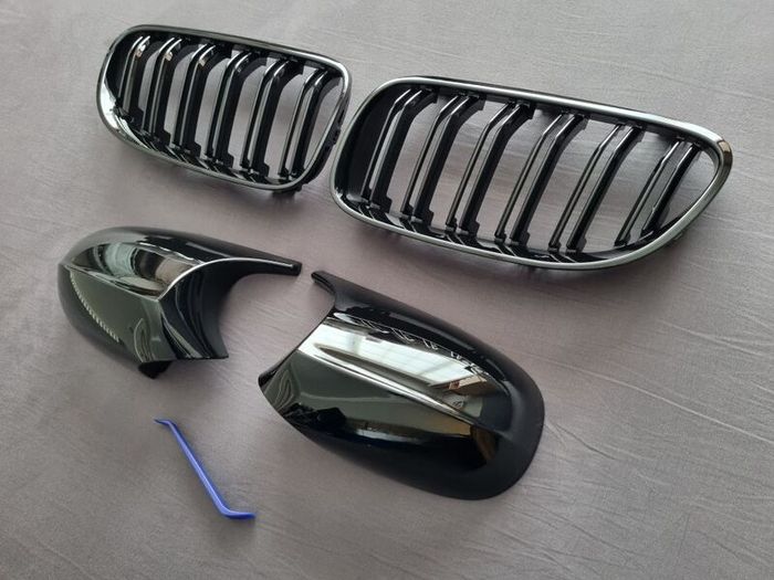 BMW E92 E93 Lci Black Kidney Grilles & Mirror Covers Set Brand New