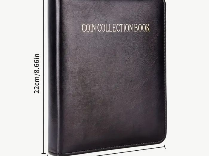 1pc Zipper Faux Leather Case 360 Large Capacity Coin Collection Book Size Grid Mixed Coin Stamp Collection Book Badge Sticker High-end Protective Cover Hot Stamping Storage Book