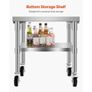 Commercial Ice Bin, 61.6 L Rolling Ice Chest on Wheels, 24 x 19.1 x 36.8 in Stainless Steel Cooler Cart with Sliding Lid, Bottom Storage Tray, Image 3