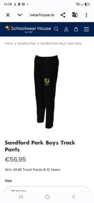 Sandford park school boys track pants