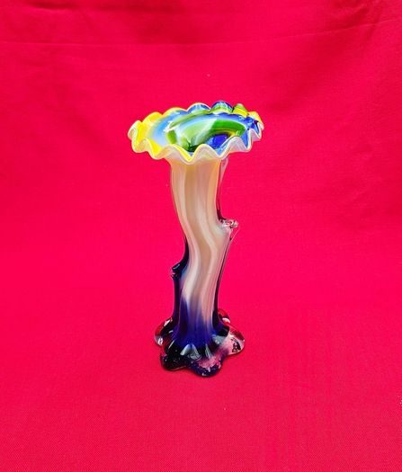 Murano Style Blown Glass . Art Glass  Vase Bent Tree Trunk-Flower