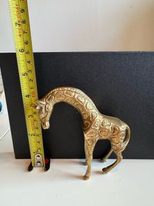 Vintage Brass Giraffe Statue Figurine Engraved Safari Art Decor