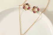 Rhinestone Flower Decor Jewellery Set