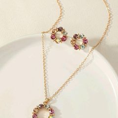 Rhinestone Flower Decor Jewellery Set