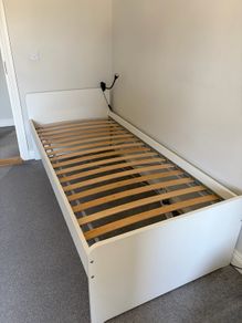 Bed frame with slatted bed base, white, 90x200 cm