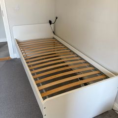 Bed frame with slatted bed base, white, 90x200 cm