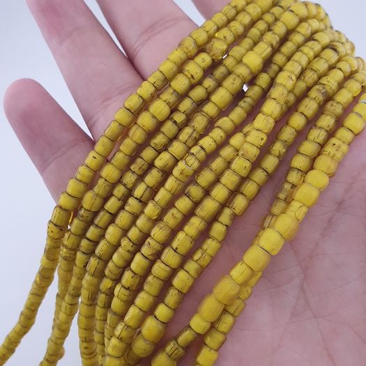 Antique Venetian Yellow Trade 3-5mm Beads Necklace Strands